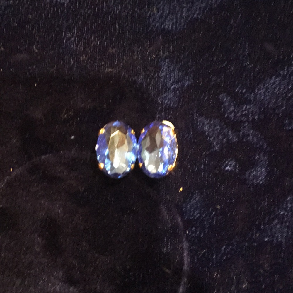 Large blue stone fashion clip on earrings